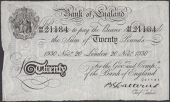 Bank of England, Operation Bernhard, Basil G. Catterns, £20, 20 November 1930, serial number 44/M 21184, good...