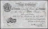 Bank of England, Kenneth O. Peppiatt, £5, Manchester, 26 January 1938, serial number T/297 19932, pressed good fine...