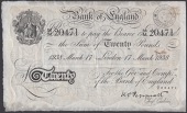 Bank of England, Kenneth O. Peppiatt, £20, 17 March 1938, serial number 56/M 20471, previously framed, then...