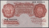 Bank of England, Percival S. Beale, 10 Shillings, 17 March 1950, serial number 26A 460326, original good very fine...