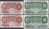 Bank of England, Leslie K. O’Brien, 10 Shillings (2), 1955, prefix Y29Y, 42A, £1 (2), prefix N49J, S91S, S19S...
