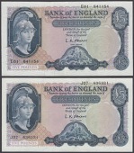 Bank of England, Leslie K. O’Brien, £5, 21 February 1957, serial number E01 641154, £5, 12 July 1961, serial...