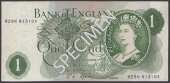 Bank of England, John S. Fforde, £1, 15 February 1967, serial number M29N 813104, pressed very fine, replacement...