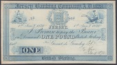 Jersey Banking Company .A.D.1828, Gosset, de Gruchy & Co., proof/specimen £1 in blue, 1 January 1870, no signatures...