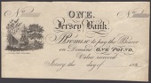 Jersey Bank, no partnership name, unissued £1, 183-, no serial number or signatures, mounting remains on reverse,...