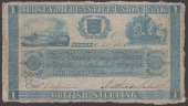 Jersey Mercantile Union Bank, £1 in blue, 1 October 1858, serial number 7.753, manuscript signatures at low left...