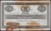 Jersey Banking Company. A.D.1856, Nicolle, de Ste Croix, Bertram & Co, specimen/proof £5, 1 January 1857, no...