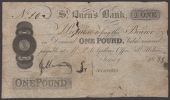 St. Ouen’s Bank (no partnership name), £1, 18- (83), serial number 10, this note does not match the date for any...