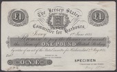 The Jersey States, Committee for Harbours, specimen £1, 1 June 1874, no signatures or serial numbers, black...