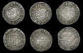 Henry VIII (1509-1547), Second coinage, Halfgroats (3), London (2), mm. rose, 1.38g/7h, mm. lis, 1.23g/1h;...