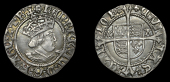 Henry VIII (1509-1547), Second coinage, Halfgroat, Canterbury, Abp Warham, mm. uncertain mark, wa by shield,...
