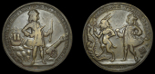 Medals with no location, Admiral Vernon and Sir Robert Walpole, 1741, a pinchbeck medal, unsigned, Vernon standing...