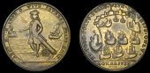 Medals with no location, Admiral Haddock, 1741, a pinchbeck medal, unsigned, Haddock standing left, head facing,...