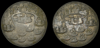 Portobello Medals with no portrait, Capture of Portobello, 1739, a pinchbeck medal, unsigned, six ships outside...