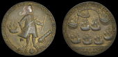 Portobello Medals with Vernon’s portrait and icons, Capture of Portobello, 1739, a pinchbeck medal, unsigned,...