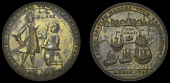 Cartagena Medals, Battle of Cartagena, 1741, a pinchbeck medal, unsigned, Vernon standing right, taking sword from...