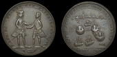 Cartagena Medals, Battle of Cartagena, 1741, a pinchbeck medal, unsigned, Vernon and Ogle standing, rev. two ships...