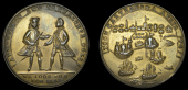 Cartagena Medals, Battle of Cartagena, 1741, a pinchbeck medal, unsigned, Vernon and Ogle standing, rev. two ships...