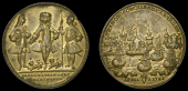 Cartagena Medals, Battle of Cartagena, 1741, a pinchbeck medal, unsigned, Ogle, Vernon, and Wentworth standing, two...