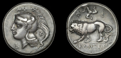 Greek Coinages, NORTHERN LUCANIA, Velia, Didrachm, c. 300-280, helmeted head of Athena left, φ in front of neck, κ...