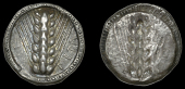 Greek Coinages, SOUTHERN LUCANIA, Metapontum, Stater, c. 510-470, ear of barley, meta to right, cable outer border,...
