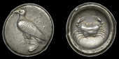 Greek Coinages, SICILY, Akragas, Didrachm, 510-472, eagle standing left, λιγα above, rev. crab, 8.72g (BMC...