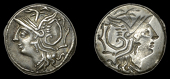 Roman Republican Coinage, L. Appuleius Saturninus, Denarius, Rome, 104, helmeted head of Roma left, 3.96g (cf. Craw....