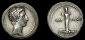 Roman Imperatorial Coinage, Octavian, Denarius, uncertain Italian mint, 30-29, bust right, rev. imp caesar, laureate...