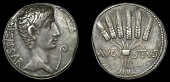 Roman Imperial Coinage, Augustus, Cistophorus, Pergamum, c. 27-6, bust right, lituus to right, rev. avgvstvs, six...