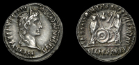 Roman Imperial Coinage, Augustus, Denarius, Lugdunum, c. 2 BC-4 AD, laureate bust right, rev. Gaius and Lucius...