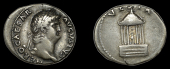 Roman Imperial Coinage, Nero, Denarius, Rome, c. 65-6, laureate bust right, rev. temple of Vesta, 3.00g (RIC 62; RSC...