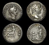 Roman Imperial Coinage, Nerva, Denarius, Rome, 97, rev. Fortuna seated left, 3.13g (RIC 17; RSC 79); Hadrian,...