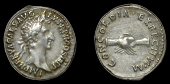 Roman Imperial Coinage, Nerva, Denarius, Rome, 97, laureate bust right, rev. clasped hands, 3.40g (RIC 26; RSC 22)....