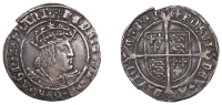 Henry VIII (1509-1547), Second coinage, Groat, London, mm. lis (phase 1), reads franc and adivtoe’, saltires in...