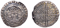 Edward IV (First reign, 1461-1470), Light coinage, Groat, London, class X, mm. long cross fitchée on obv., sun on...