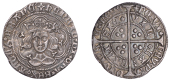 Henry VI (First reign, 1422-1461), Rosette-Mascle issue, Groat, Calais, mm. crosses II/V, mascle after rex, rosette...