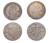 Charles II (1660-1685), Machine made issues, Halfgroats (2), both mm. crown on rev. only, bust to edge of coin,...