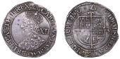 Charles I (1625-1649), Tower mint, Shilling, Gp F/Briot’s hammered issue mule, mm triangle (over anchor, flukes to...