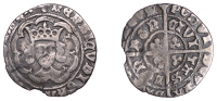 Henry VI (Restored, 1470-1471), Halfgroat, London, mm. Restoration cross on obv. only, no trefoils over crown, reads...