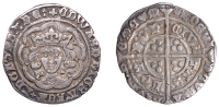 Edward IV (First reign, 1461-1470), Light coinage, Groat, London, class X, mm. long cross fitchée on obv., sun on...