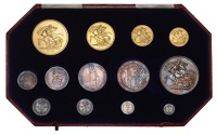 Edward VII (1901-1910), Proof set, 1902, comprising gold Five Pounds, Two Pounds, Sovereign and Half-Sovereign,...