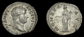 Roman Imperial Coinage, Hadrian, Denarius, Rome, c. 134-8, laureate bust right, rev. Moneta standing left, holding...