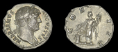 Roman Imperial Coinage, Hadrian, Denarius, Rome, c. 127, laureate bust right, rev. Genius standing left, holding...
