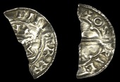Cnut (1016-1035), Cut Halfpenny, Quatrefoil type, Ilchester, Oswig, ospie [———], 0.44g/6h (cf. BEH 913-14; N...