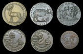 Exhibitions and Museums, STRAND, Pidcock’s Exhibition, Gilbert Pidcock, Halfpence (5), undated (2), lion couchant,...