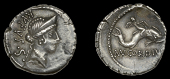 Roman Republican Coinage, Mn. Cordius Rufus, Denarius, 46, diademed head of Venus right, rev. Cupid on dolphin...