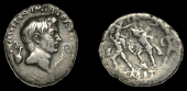 Roman Imperatorial Coinage, Sextus Pompey, Denarius, Sicily, 42-40, bust of Pompey the Great right, jug to left and...