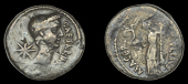 Roman Imperatorial Coinage, Julius Cæsar, plated Denarius, Rome, 44, wreathed head right, star to left, rev. Venus...