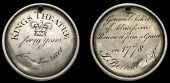 Theatre and Entertainment, HAYMARKET, King’s Theatre, General Ticket of Admission, engraved silver, crown, kings...