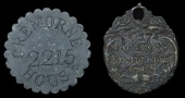 Gardens, CHELSEA, Cremorne House and Gardens, uniface zinc, cremorne house, 2215 stamped in centre, scalloped edge,...